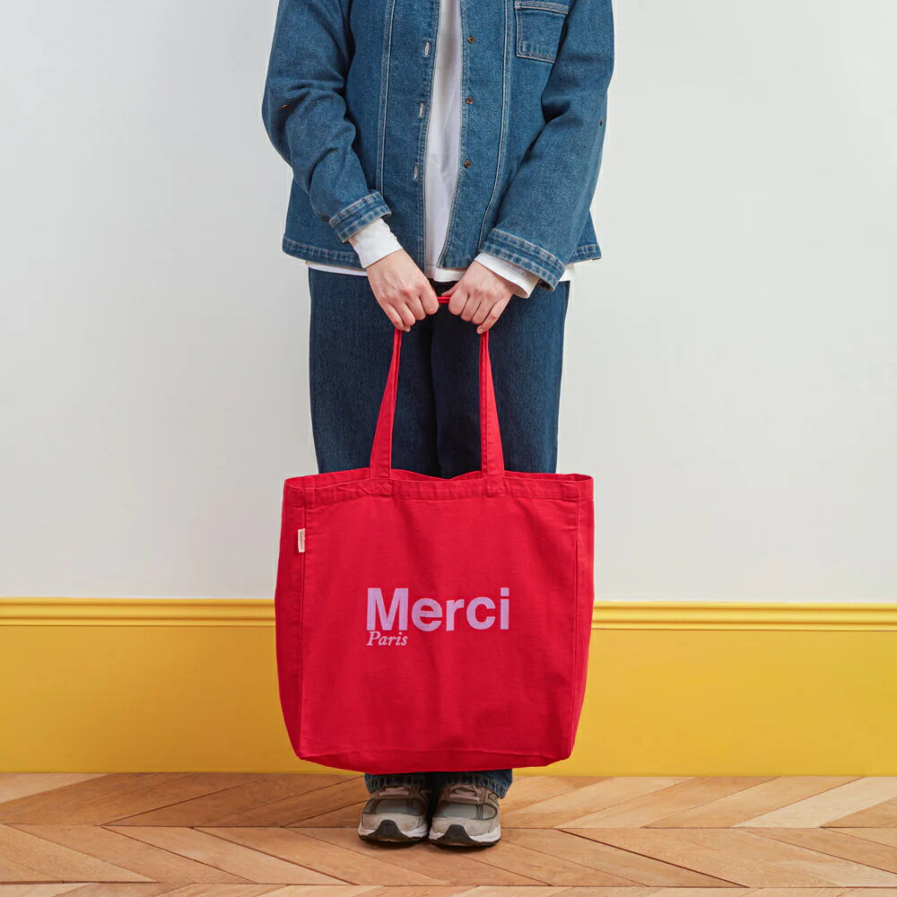 楽天市場】日本未発売【パリ直輸入】Merci cotton Tote Bag - Rouge