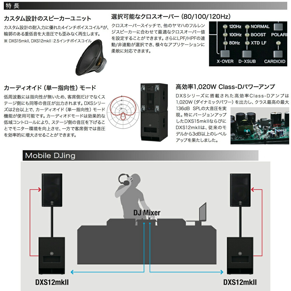 楽天市場】YAMAHA ヤマハ DXS12 Mk2 パワードサブウーファー 12インチ
