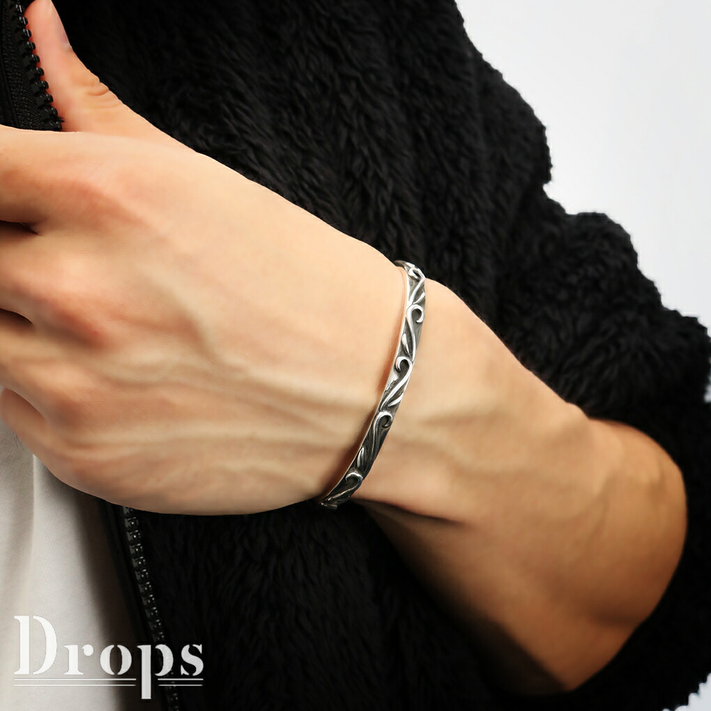 楽天市場】DROPS アラベスク 細身 シルバー バングル 唐草 模様 細め