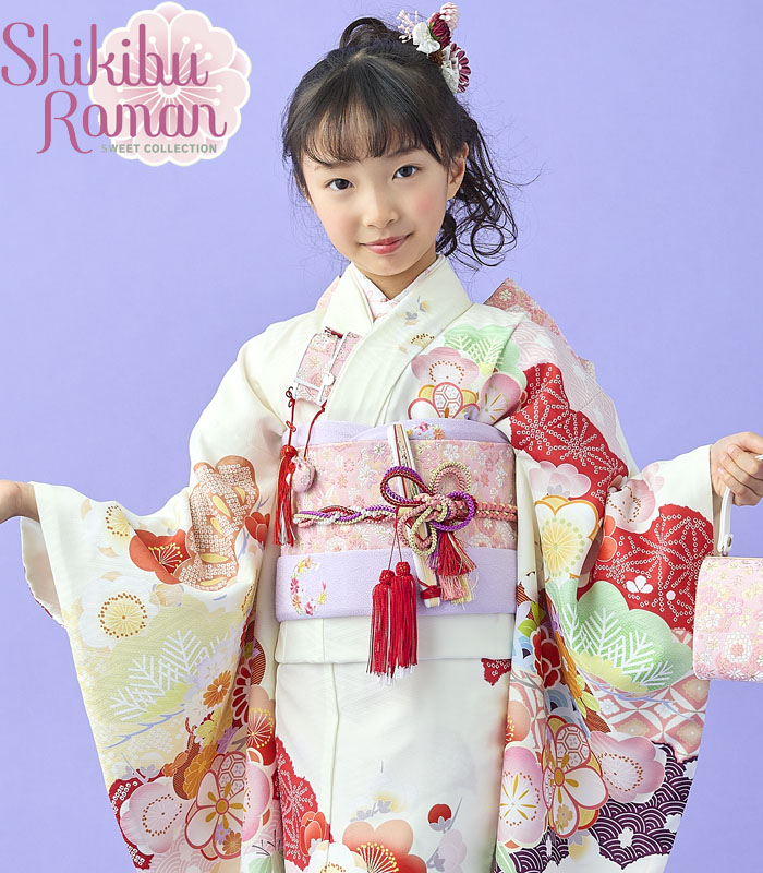 お買い得品♡七五三　7歳　女の子　フルセット　一式　朱色 楽天市場】七五三 着物 7歳 フルセット 紅一点 ブランド 正絹 絵羽柄