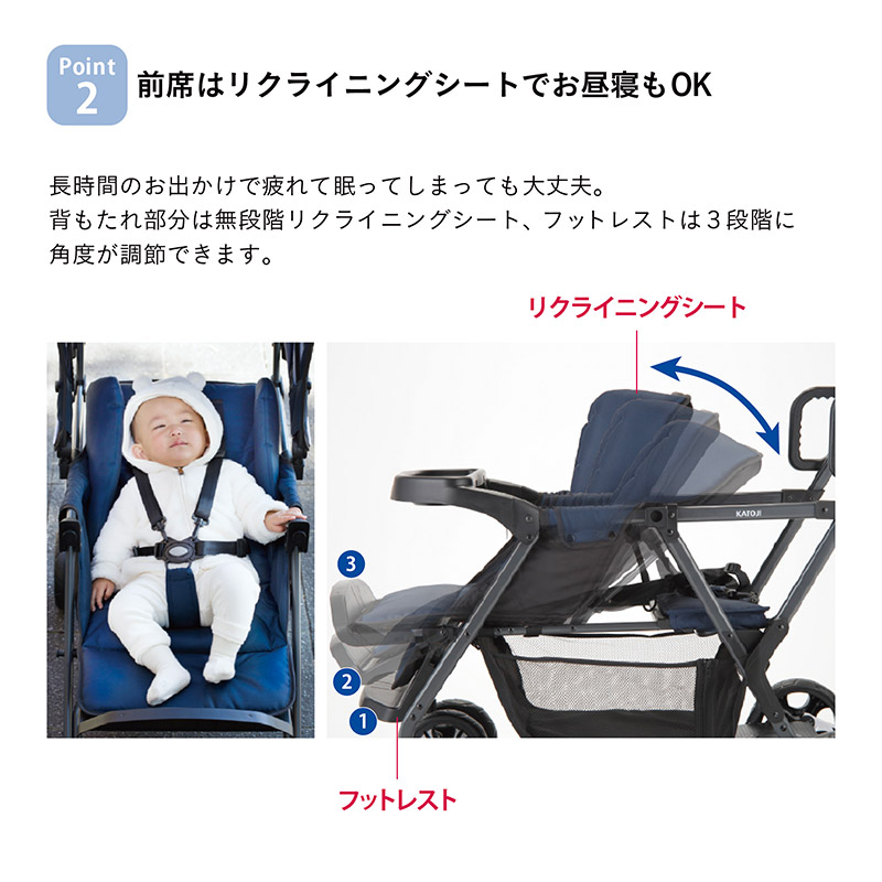 楽天市場】二人乗りベビーカー 二人でゴー ネイビー 二人乗り 双子