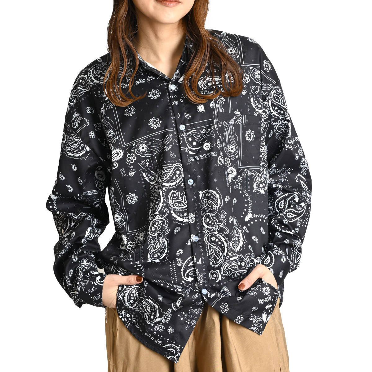 楽天市場】柄シャツ メンズ レディース 長袖 ペイズリー 柄 バンダナ柄