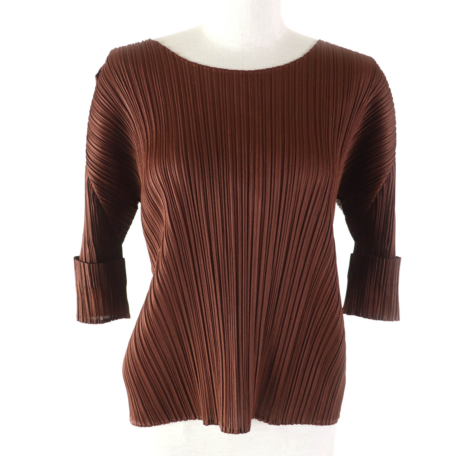 PLEATS PLEASE ISSEY MIYAKE カットソー半袖ブラウンL
