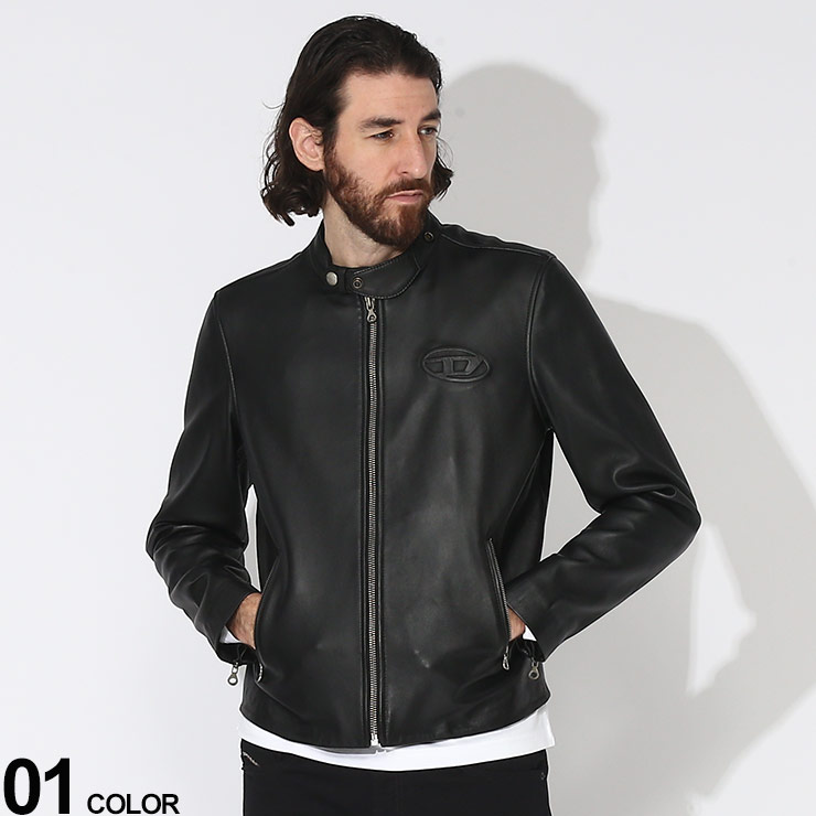 楽天市場】DIESEL (ディーゼル) レザー ロゴ フルジップ ライダース