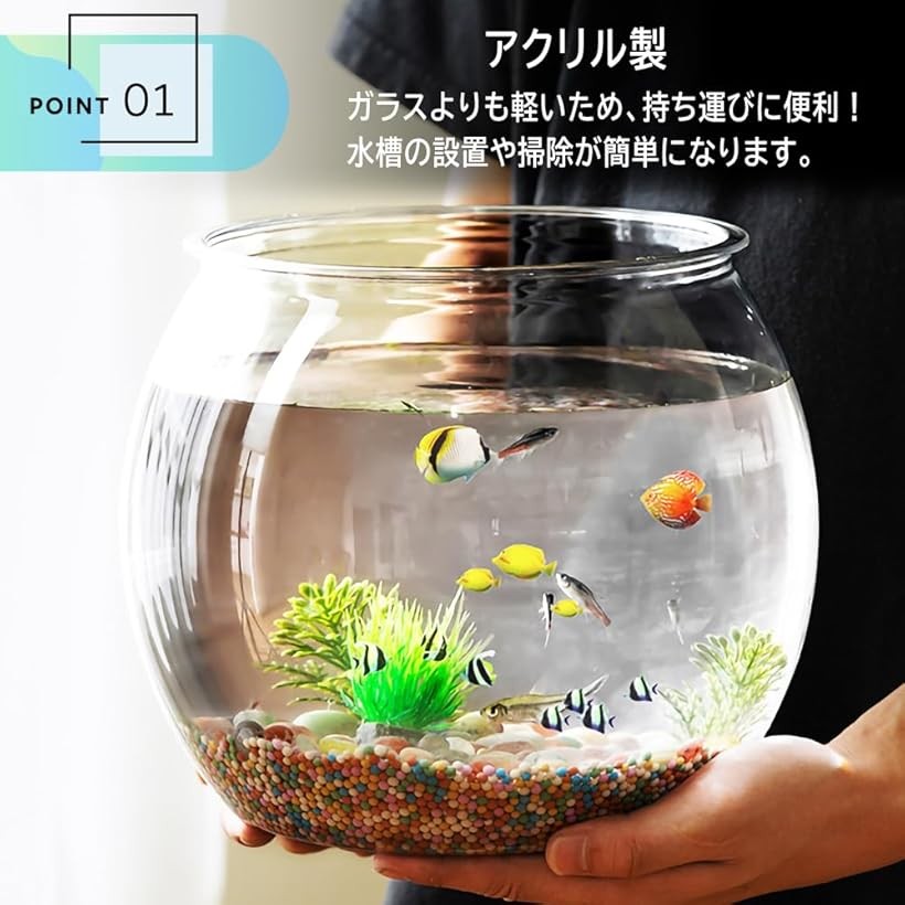楽天市場】【楽天ランキング1位入賞】金魚鉢 アクリル水槽 透明 メダカ