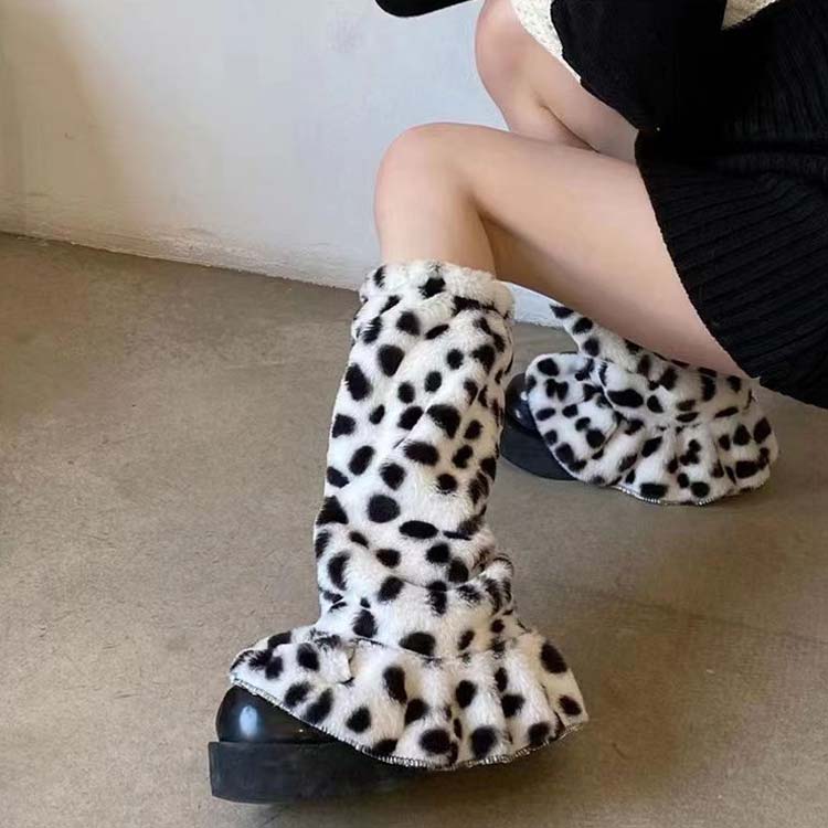 楽天市場】ルーズソックス レッグウォーマー ふわふわ 起毛素材 COW柄