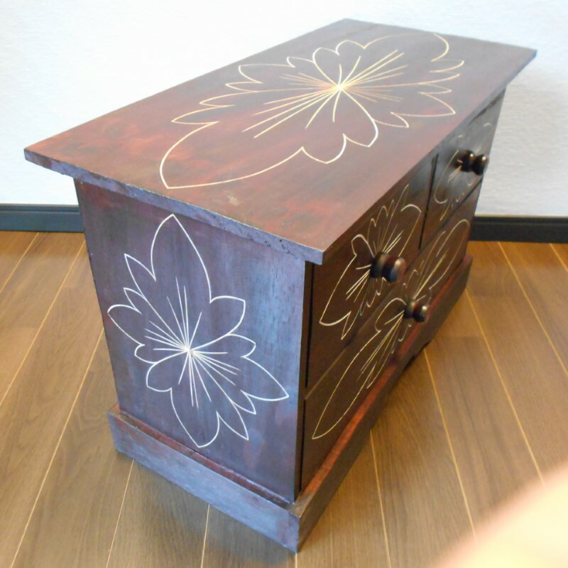 楽天市場】アジアン家具 バリ家具 花柄模様 チェスト 収納家具 完成品