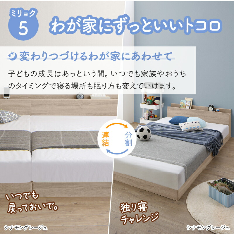 楽天市場】ベッド 連結ベッド ファミリーベッド ローベッド すのこ