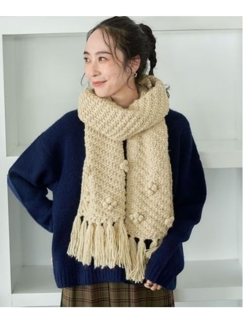 楽天市場】【SALE／30%OFF】(W)ポンポンフラワーKNマフラー studio