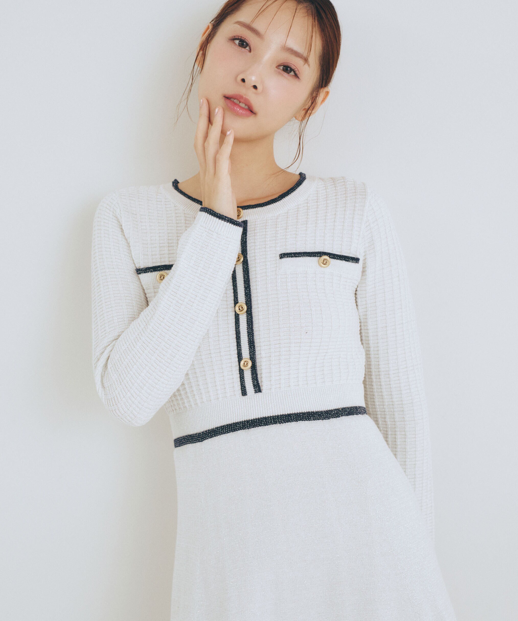 JILL by JILL STUART｜ラメツイード配色ニットワンピース | Rakuten