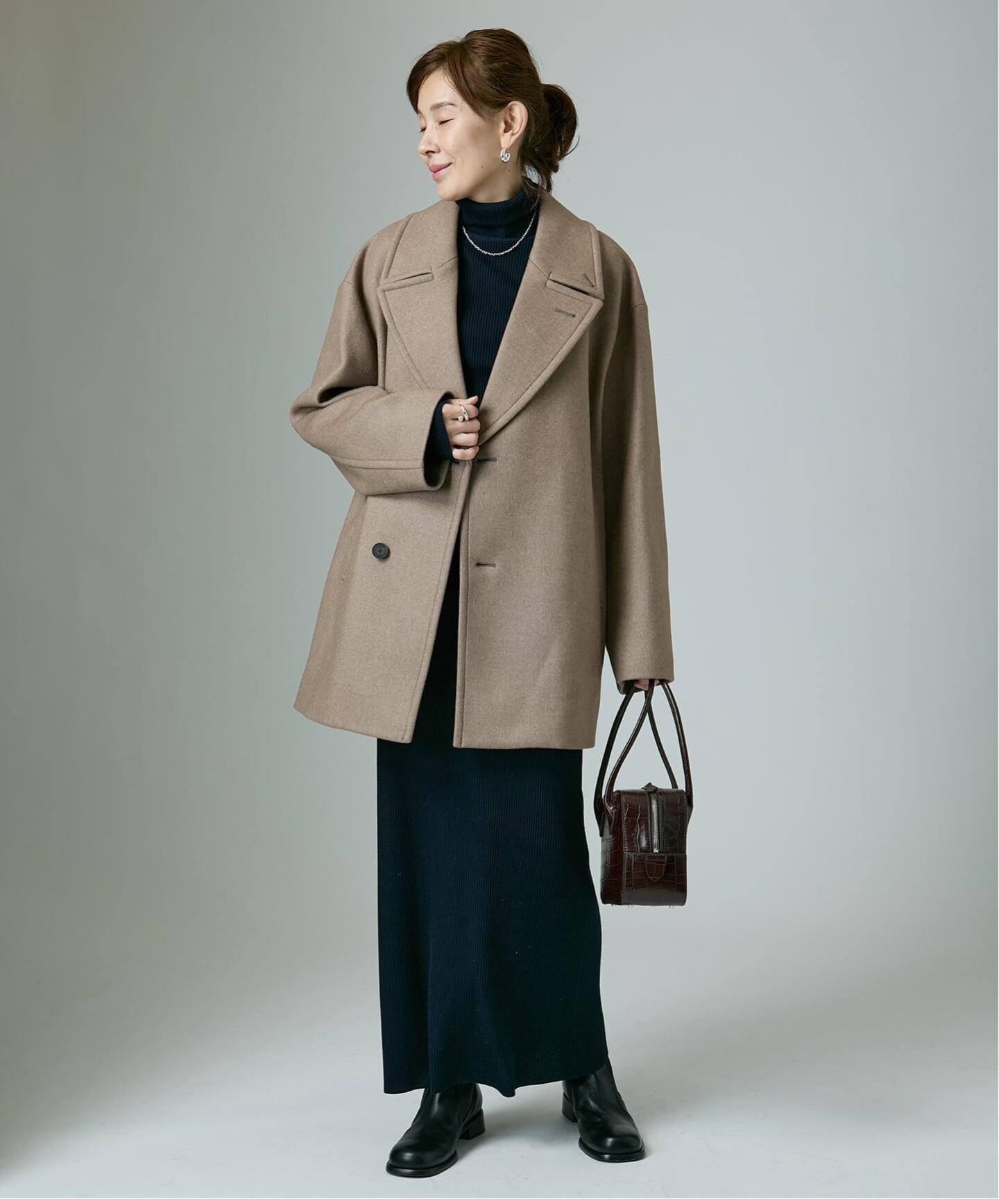 VERMEIL par iena｜ATON エイトン Super 120s Double Melton ショート