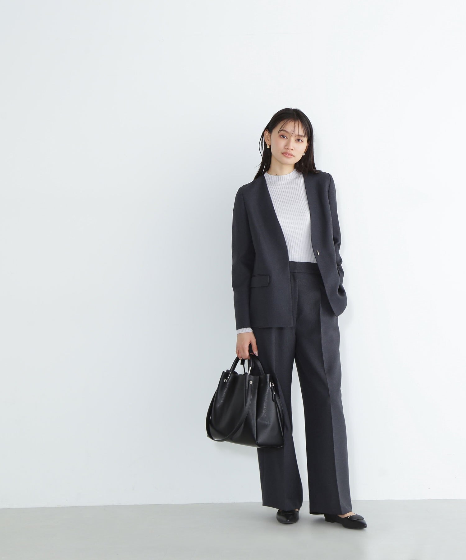NATURAL BEAUTY BASIC｜シャークスキンSETUPシリーズ ワイドパンツ