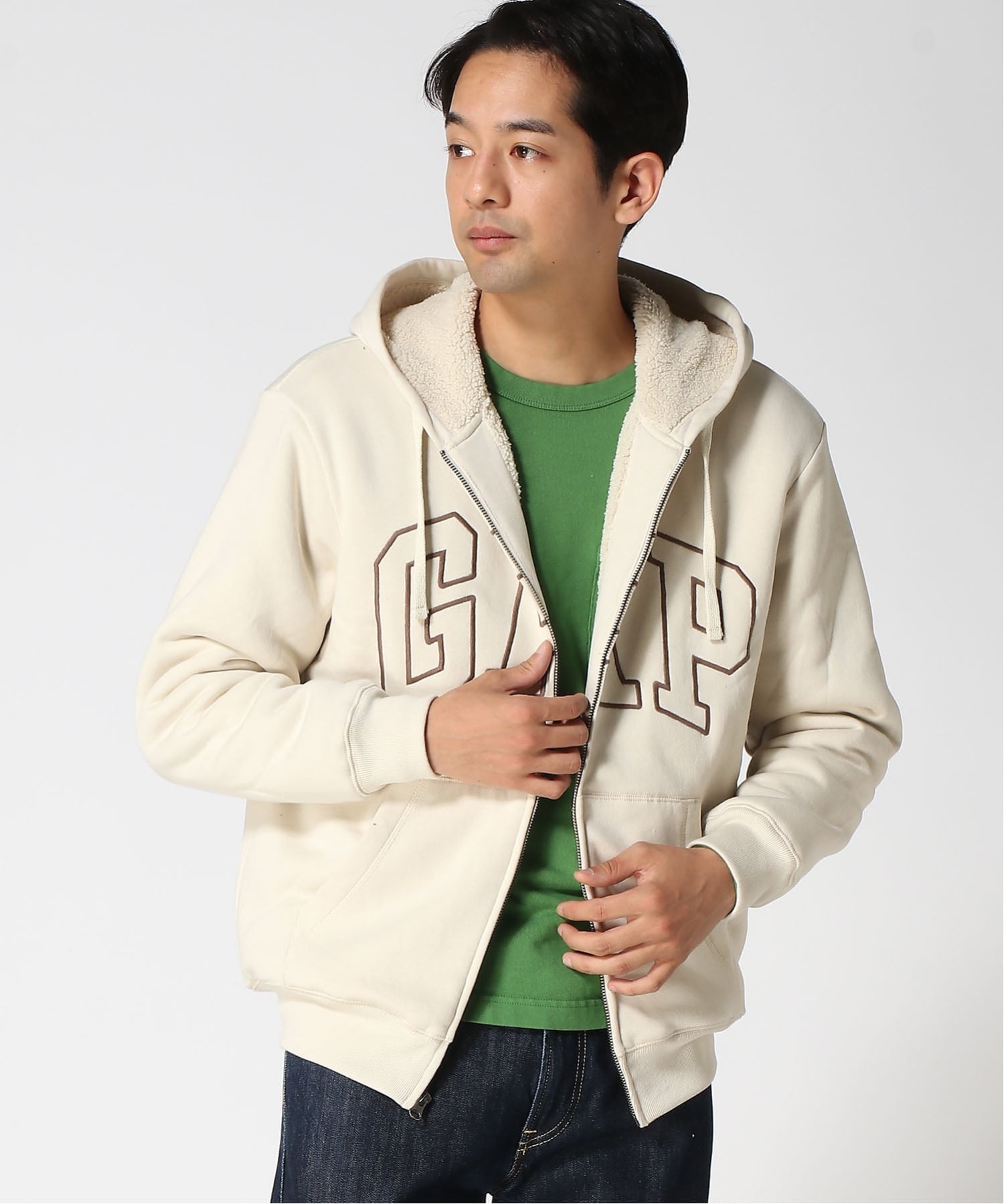 GAP｜(U)リラックスフィット GAPロゴ 裏ボア ジップアップパーカー