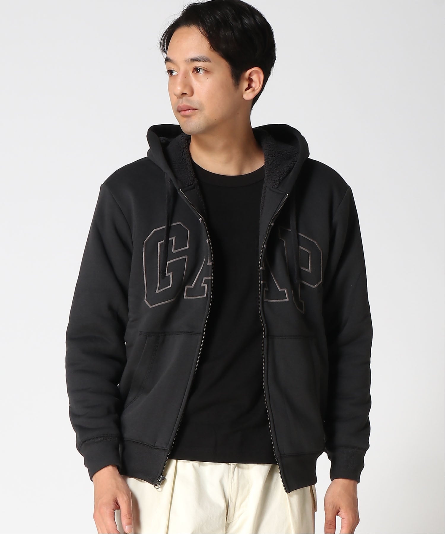 GAP｜(U)リラックスフィット GAPロゴ 裏ボア ジップアップパーカー