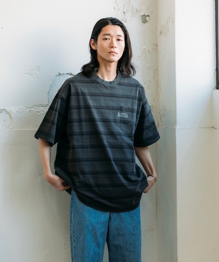 FREAK'S STORE｜Garment Pigment Dyed Hidden Logo Multi Border S/S