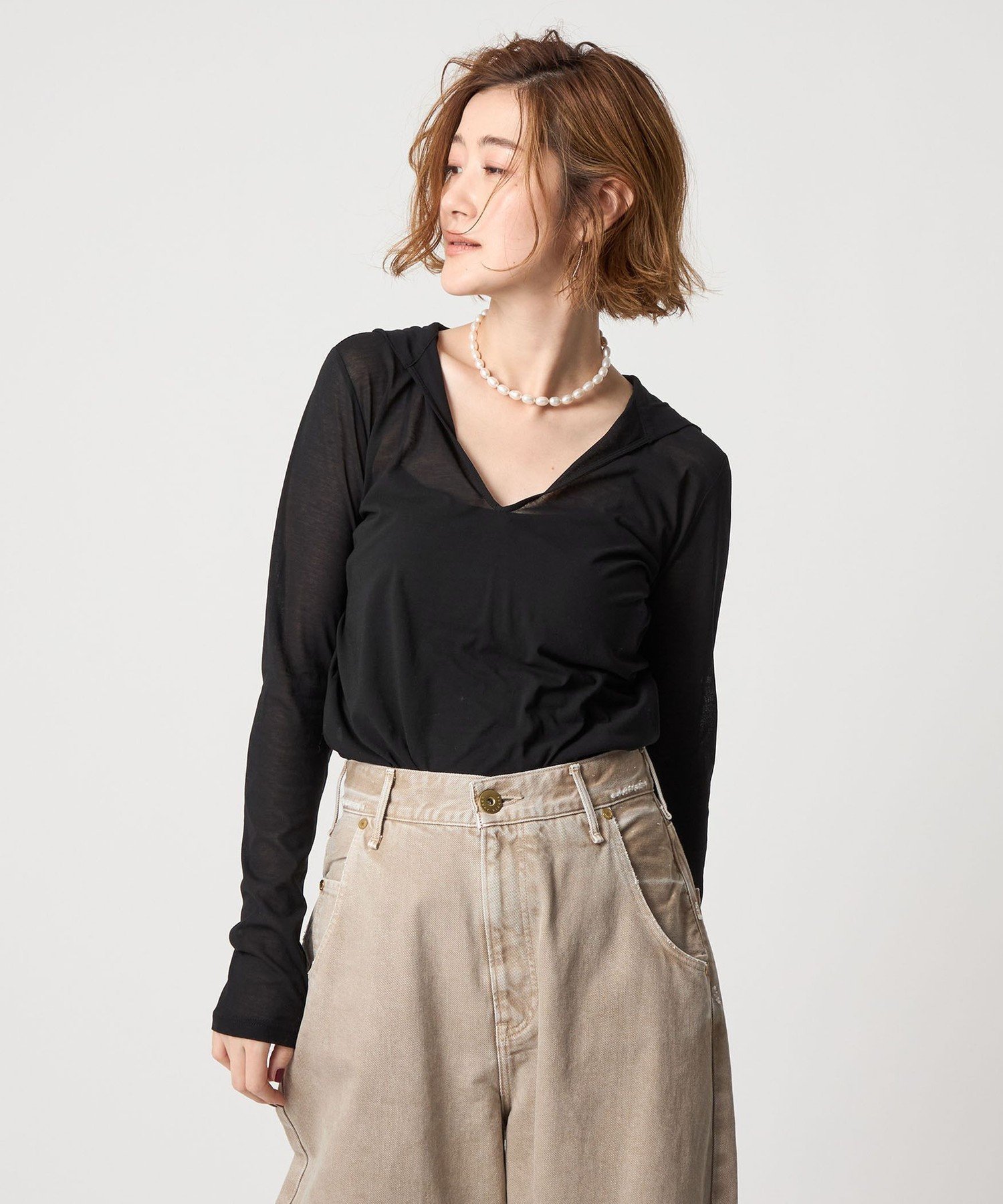conte コットン シアー フーデッドカットソー UNITED ARROWS｜<conte>コットン シアー フーデッドカットソー