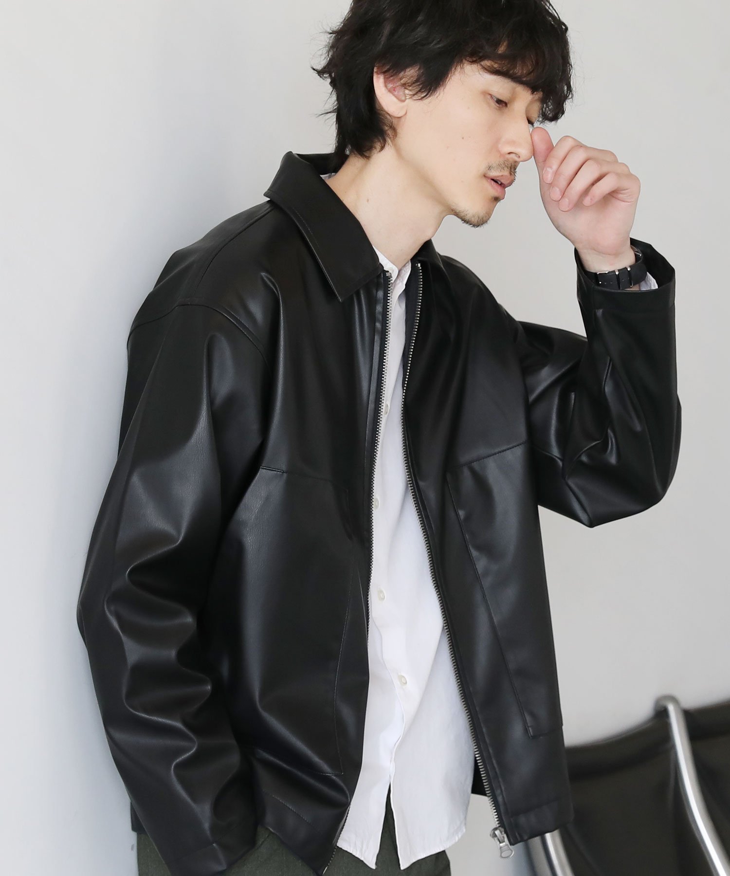 THE CASUAL｜シンセティックレザージップアップブルゾン | Rakuten