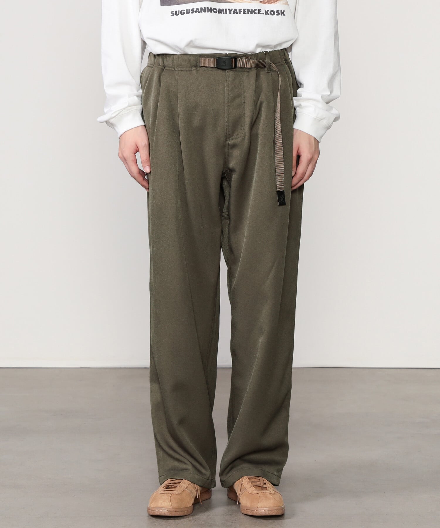【極美品】BEAMS+ 2タック ワイド テーパード トラウザーズ パンツ M BEAMS HEART（ビームス ハート）ポリトロ 2タック ワイドパンツ (吸水