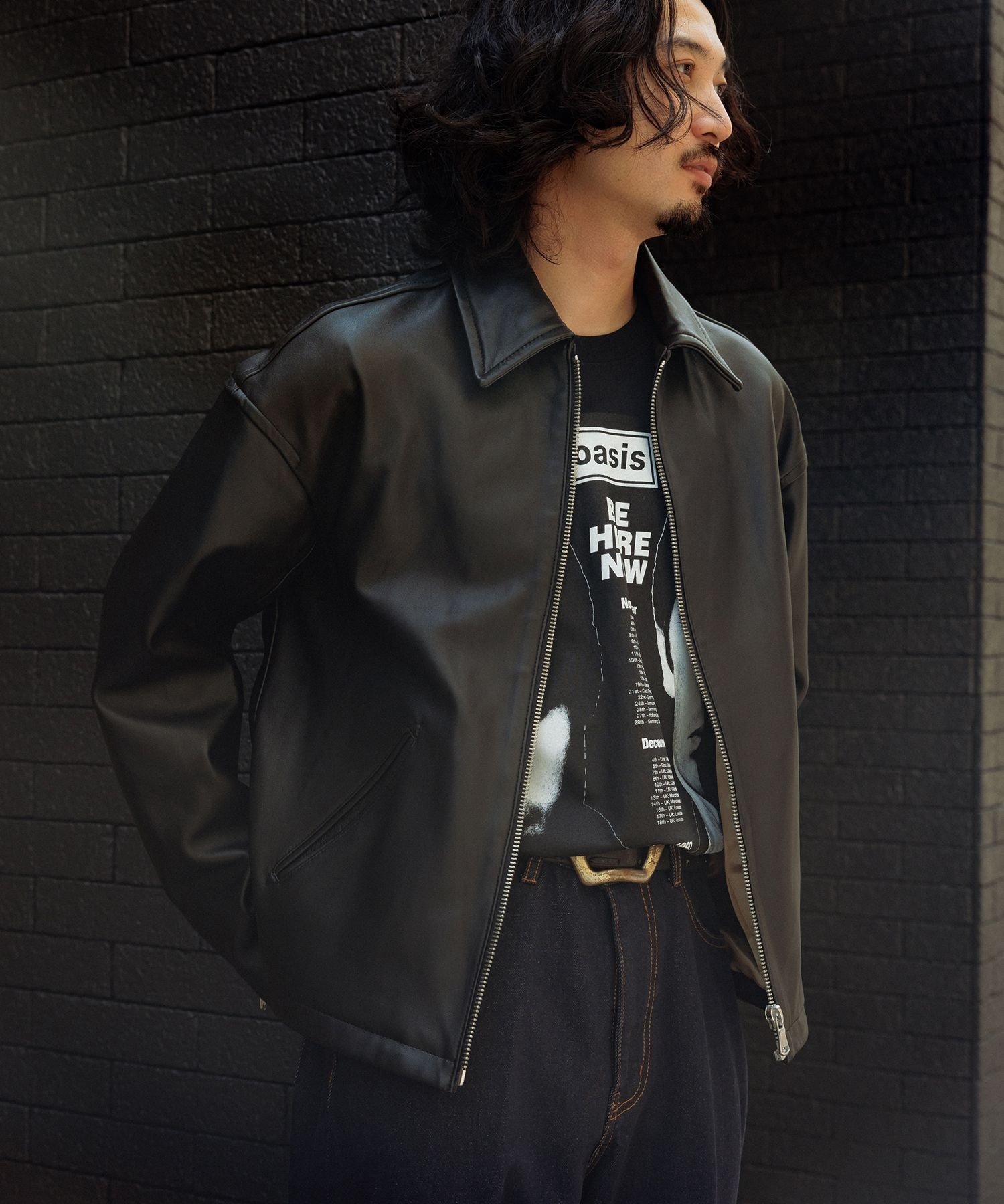 ADAM ET ROPE' アダムエロペ ポリエステル 合皮 ブルゾン レザー ADAM