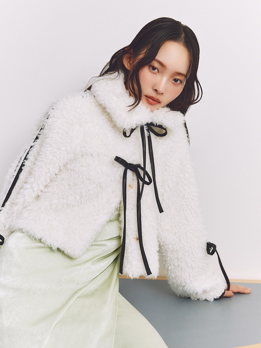 FRAY I.D｜リボンボアファージャケット | Rakuten Fashion(楽天