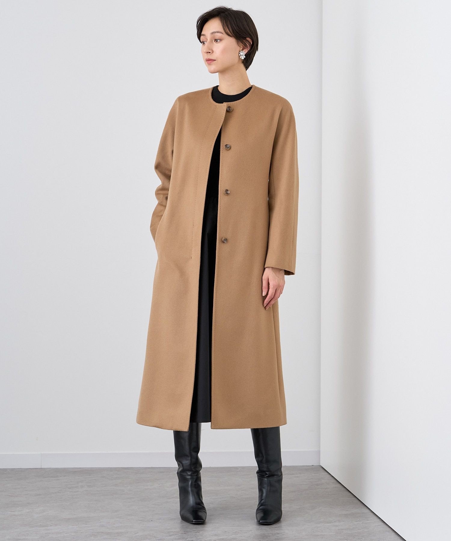 ANAYI｜カシミヤノーカラーベルトコート | Rakuten Fashion(楽天