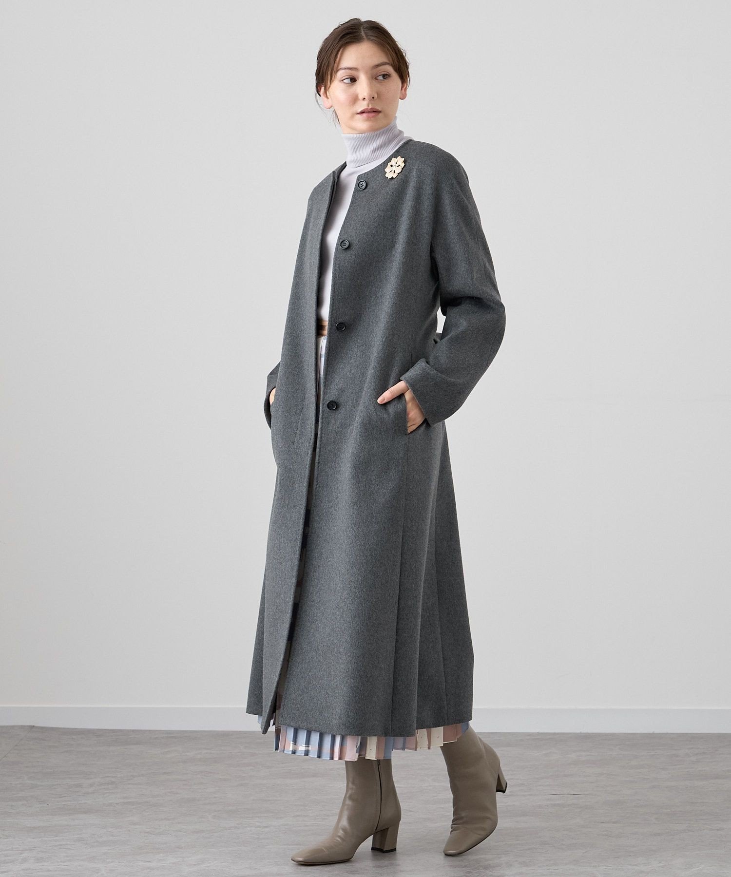 ANAYI｜カシミヤノーカラーベルトコート | Rakuten Fashion(楽天