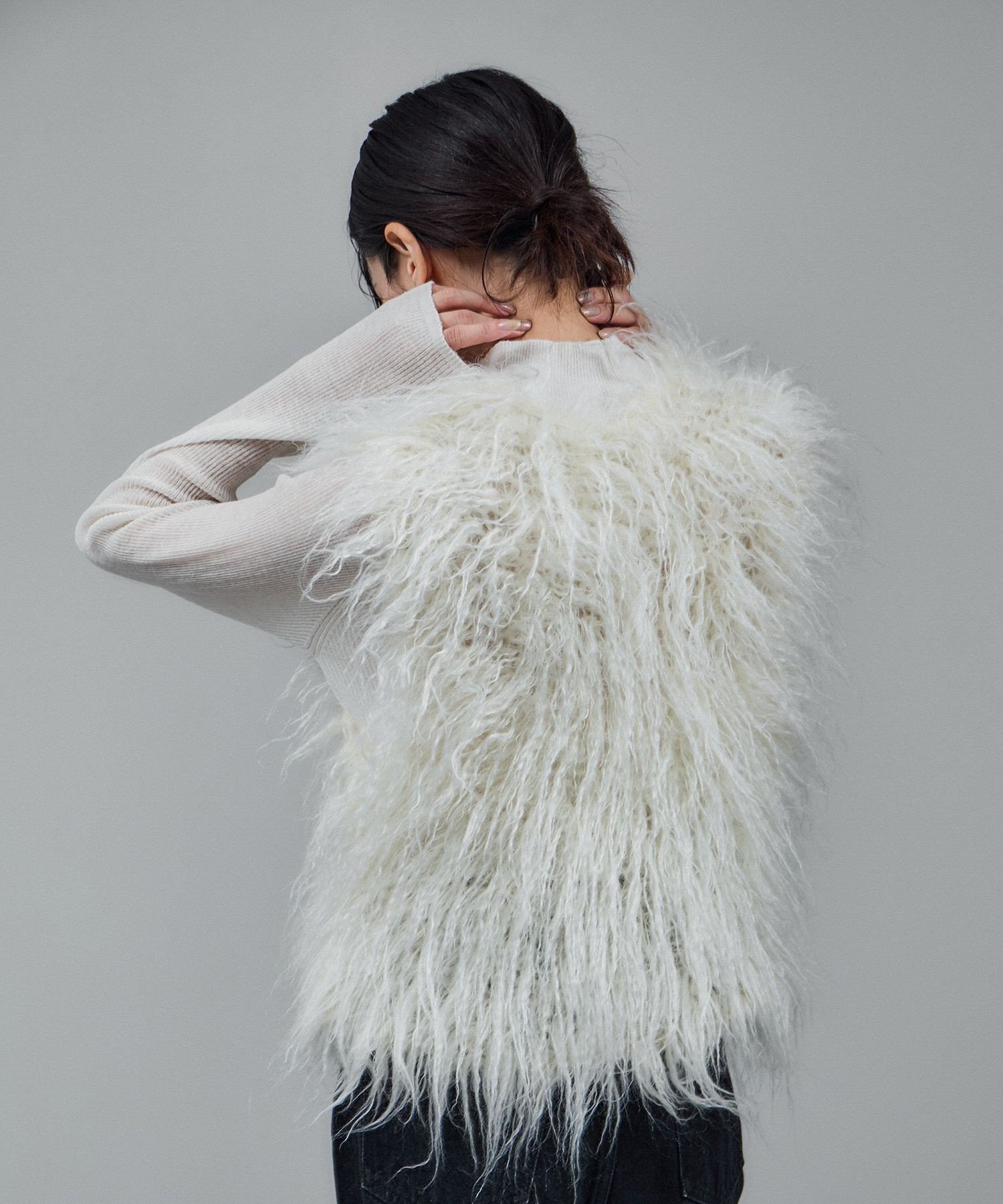 SALON adam et rope'｜モヘヤロングシャギーハンドニットベスト