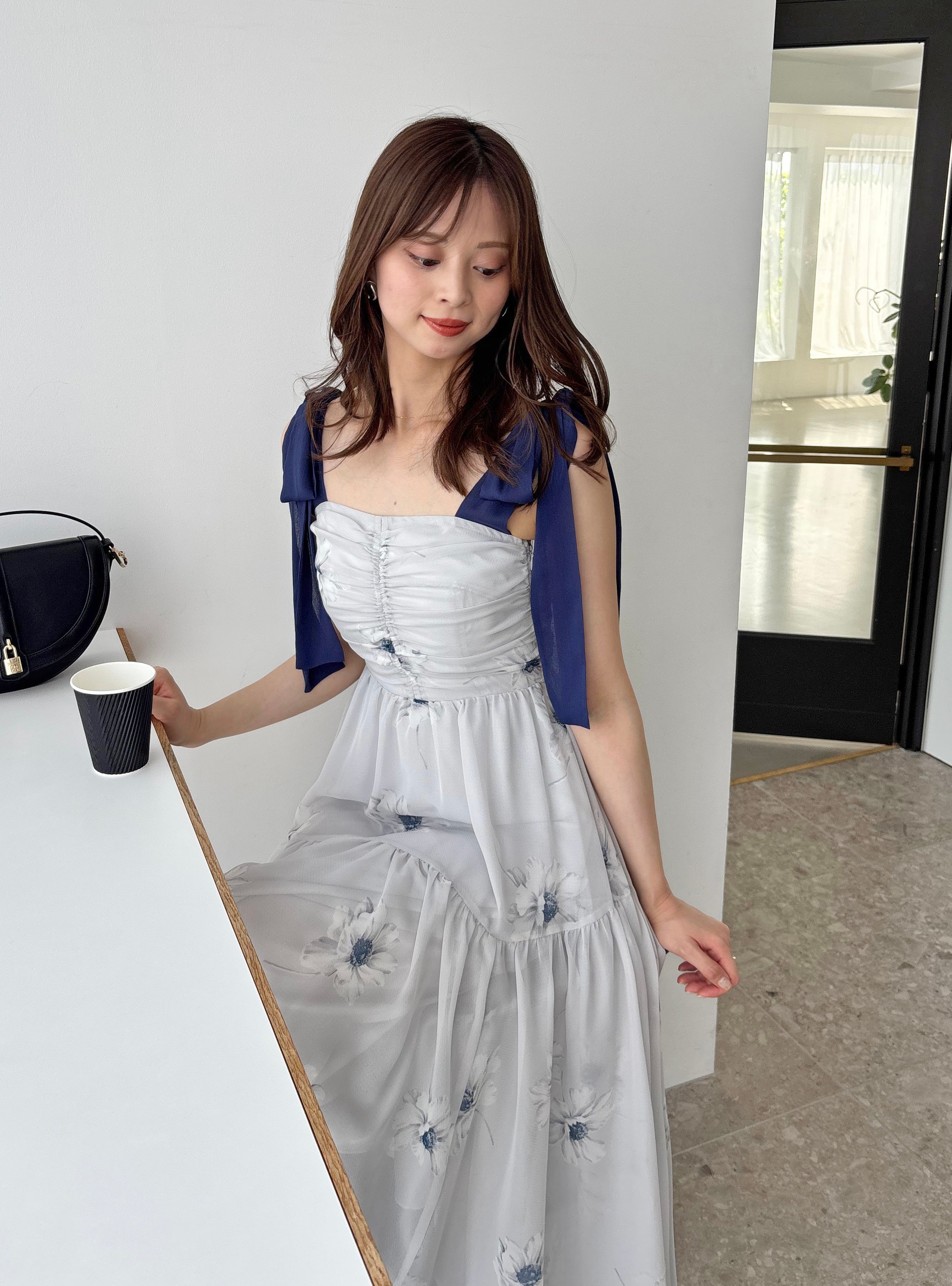 SNIDEL｜【FLOWER COLLECTION】プリントショルダーリボンワンピース