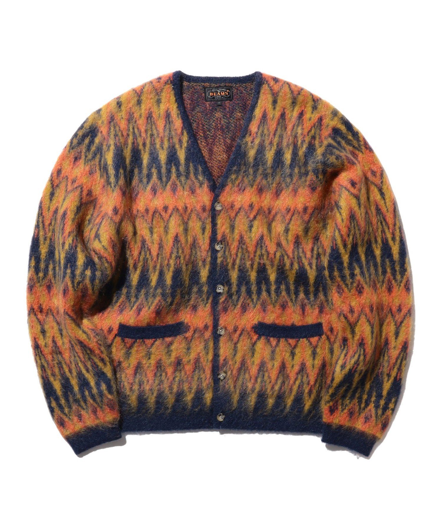 BEAMS MEN｜BEAMS PLUS / シェブロン柄 ダブルジャカード カーディガン
