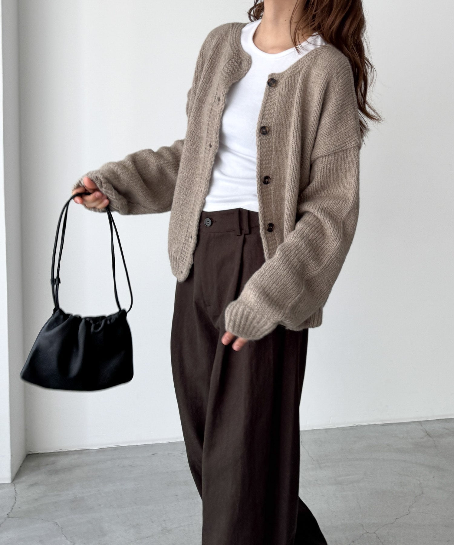 CANAL JEAN｜El mar アルパカ混クルーネックカーディガン | Rakuten