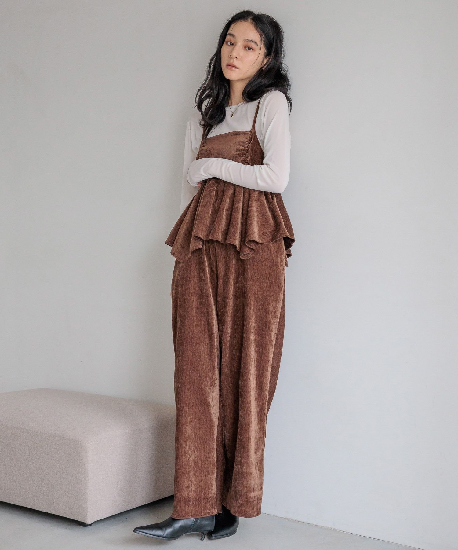 LOWRYS FARM｜ベロアキャミサロペット | Rakuten Fashion(楽天
