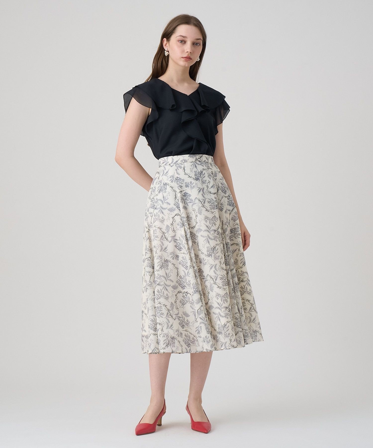 ANAYI｜【セットアップ対応商品】リーフカリグラフィープリントマチ