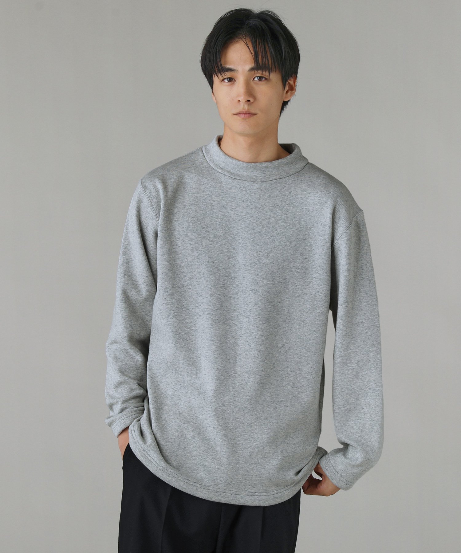 THE CASUAL｜日本製ボンバーヒート爆暖裏起毛長袖モックネック