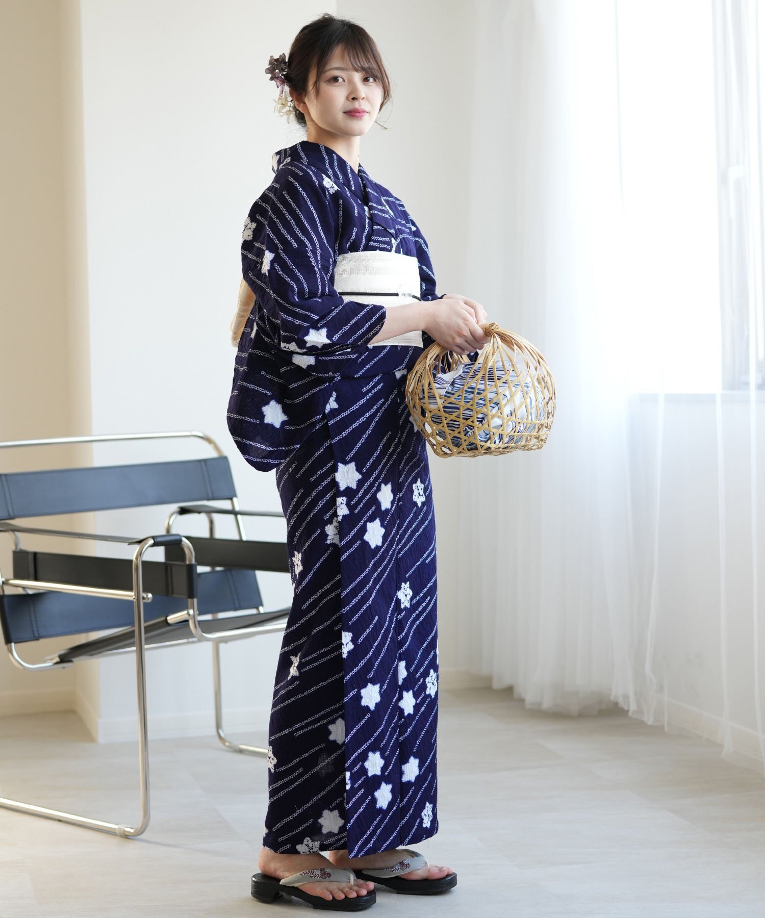 utatane｜【utatane 有松絞り 浴衣3点セット 藍色そよそよ草原
