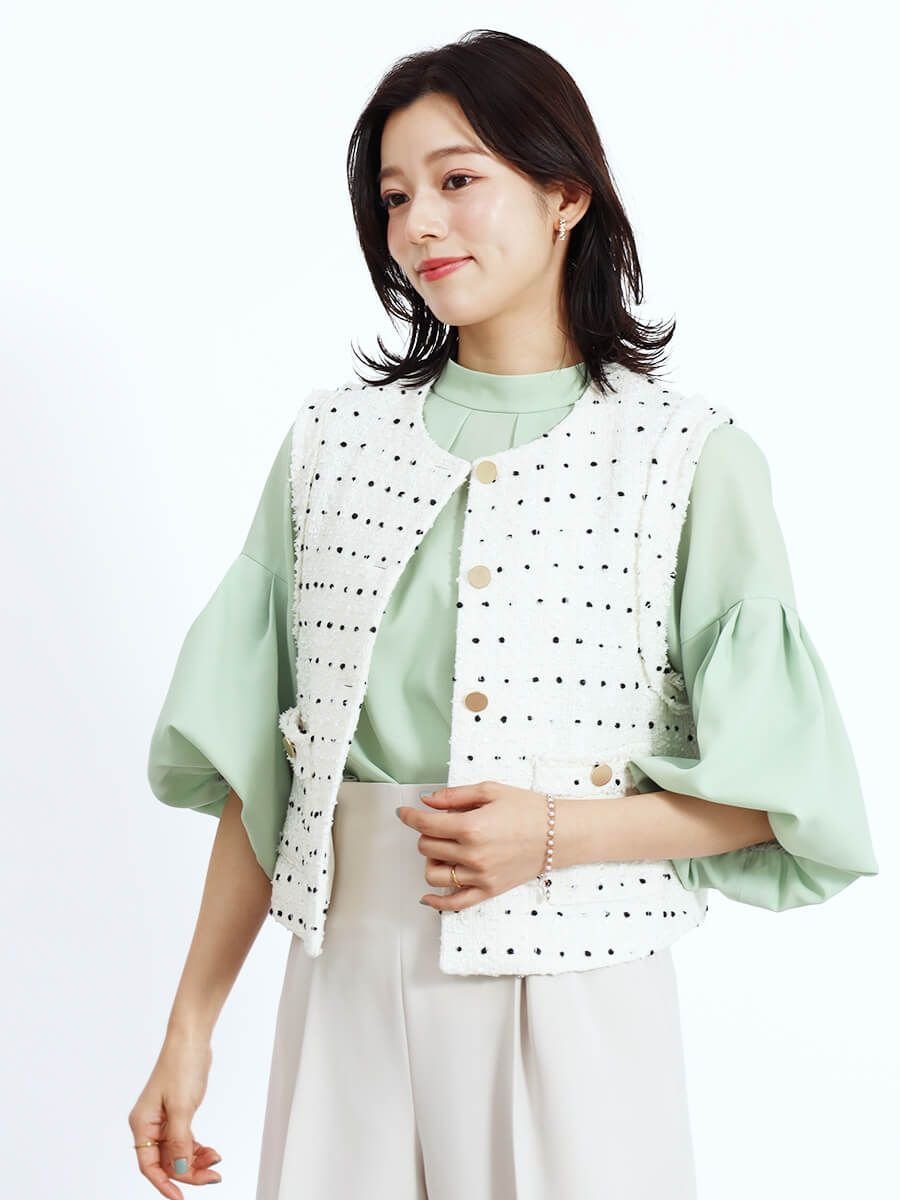 Vin｜ドットツイードショートジレ | Rakuten Fashion(楽天ファッション