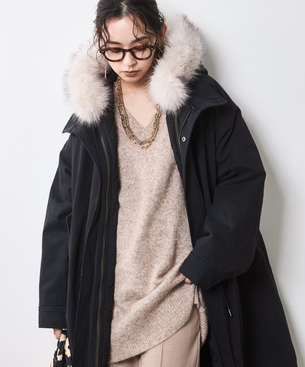 フォックスファー【TO BE CHIC】ライナー付きモッズコート　40 ファーコート フォックスファーコート ファージャケット レディース 冬
