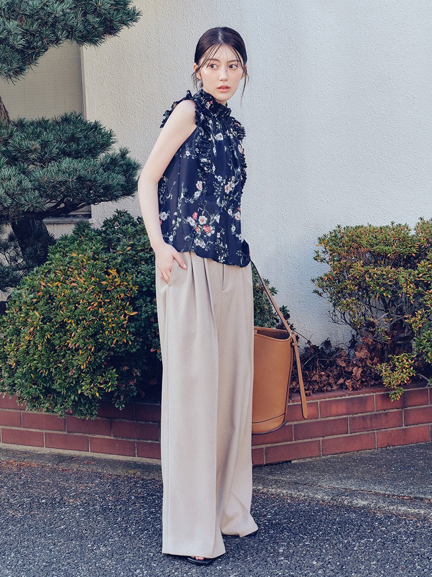 FRAY I.D｜フラワープリントギャザーフリルブラウス | Rakuten Fashion