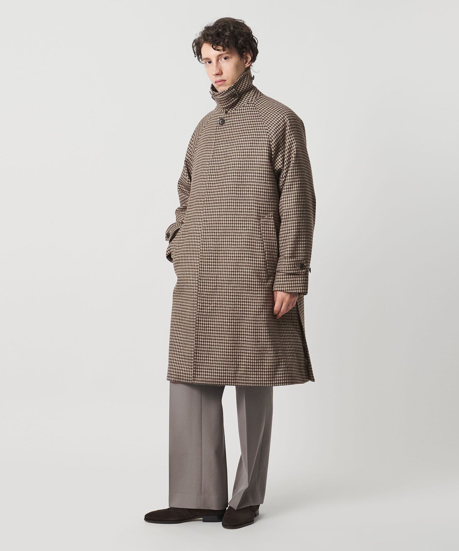 UNITED ARROWS｜ウーステッドメルトン チェック バルマカーンコート