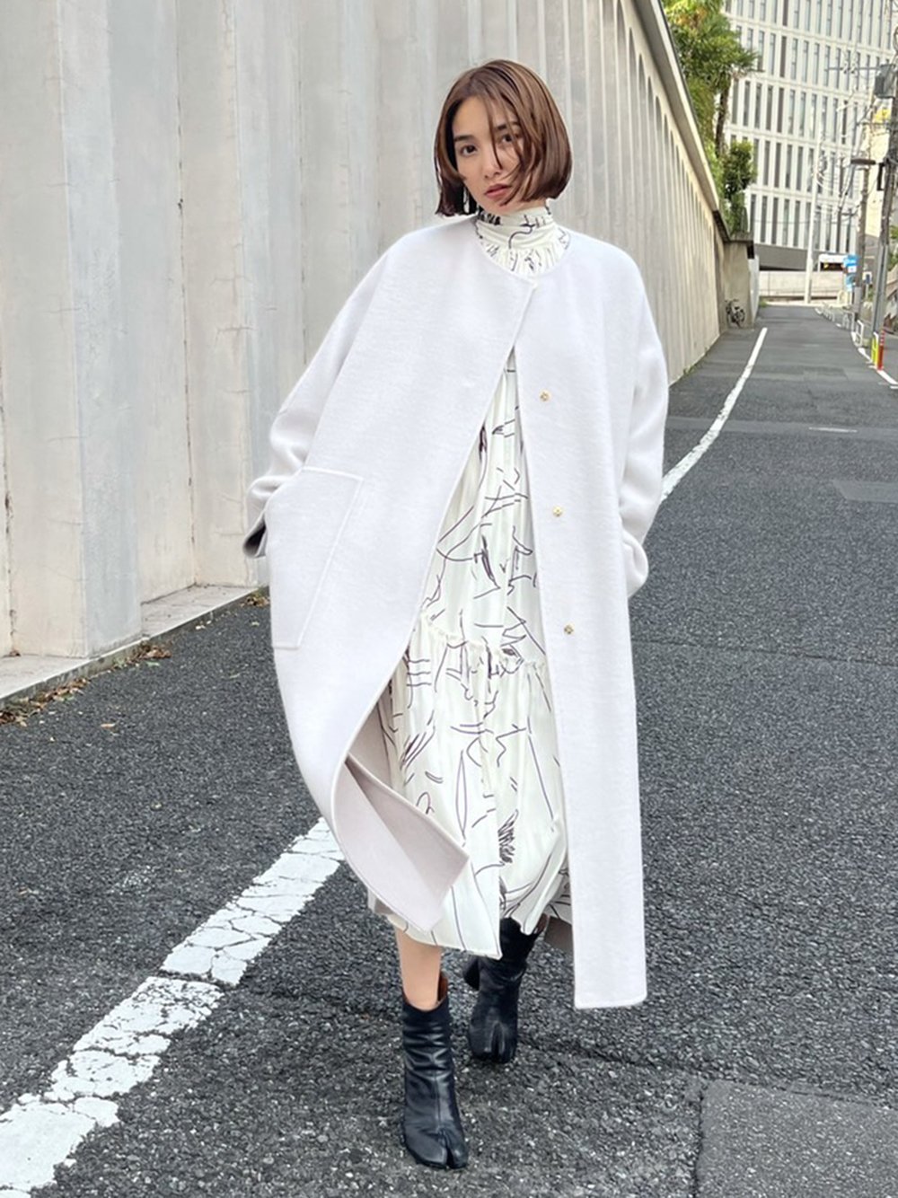 SALE／40%OFF】FRAY I.D ウールカシミアバイカラーリバーコート フレイ