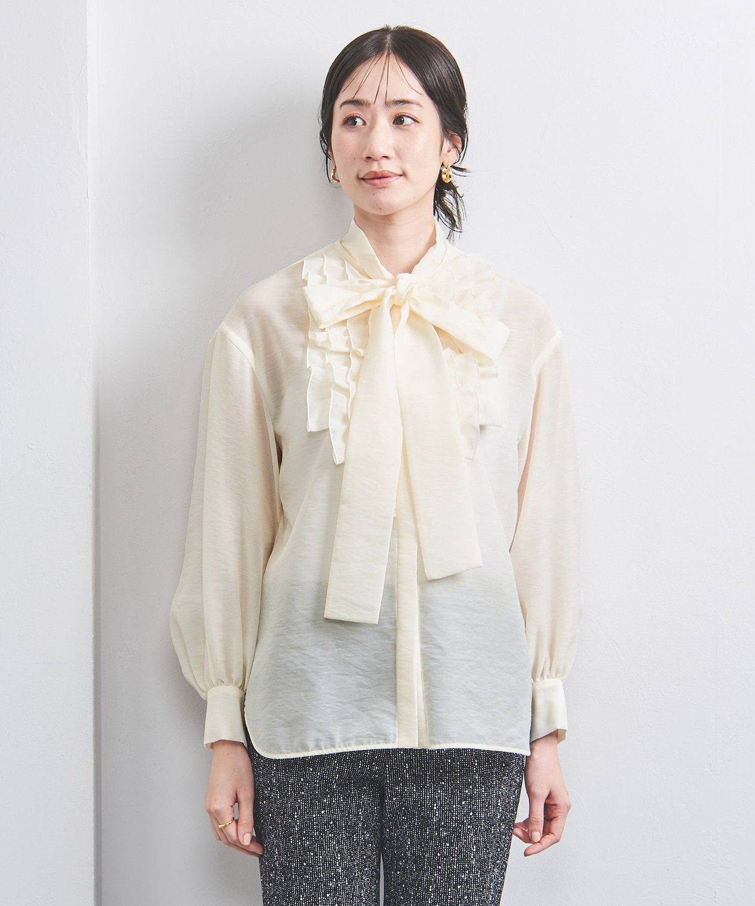 UNITED ARROWS LTD. OUTLET｜オーガンジー フリル&ボウタイ ブラウス
