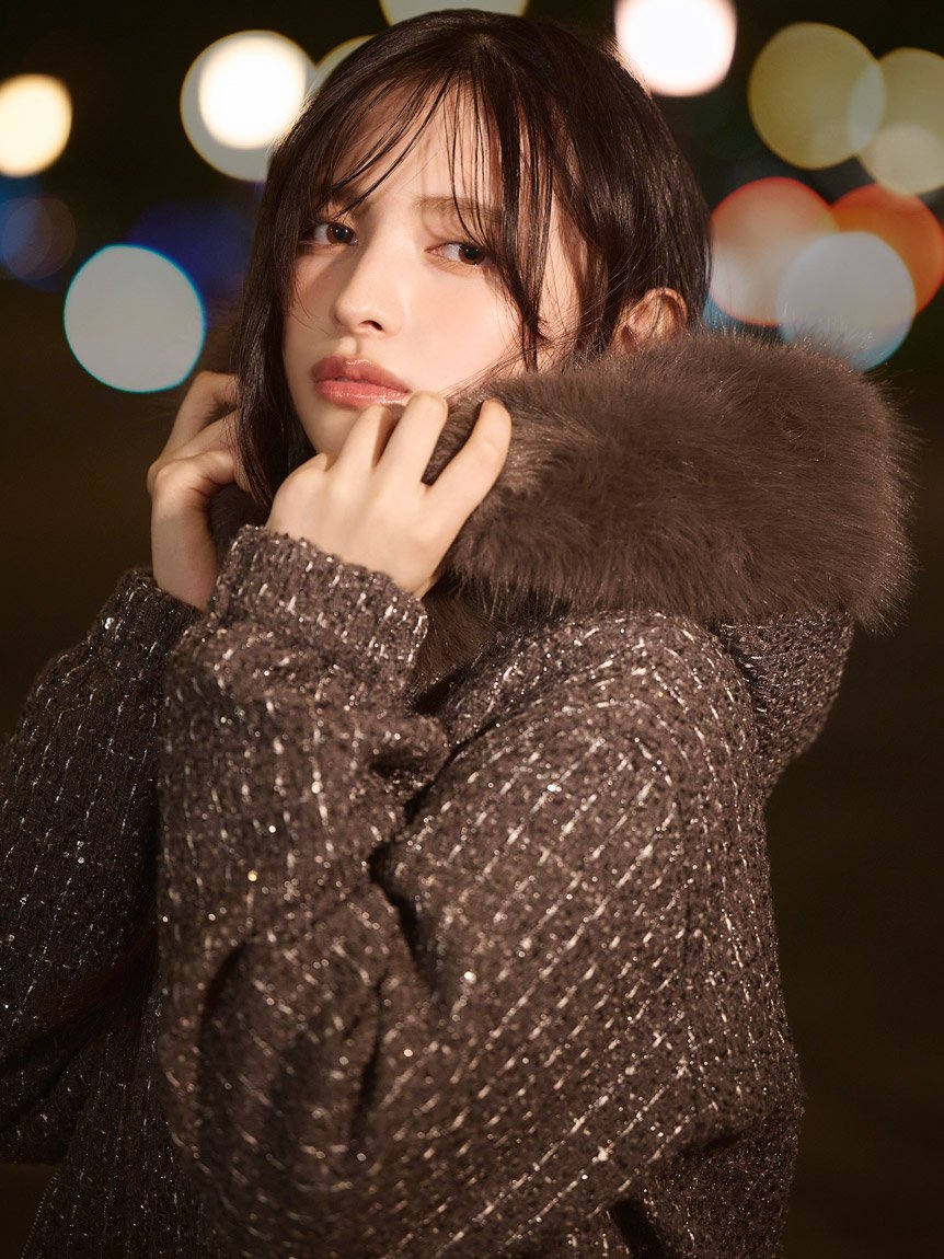 SNIDEL｜ファー付きツイードブルゾン | Rakuten Fashion(楽天