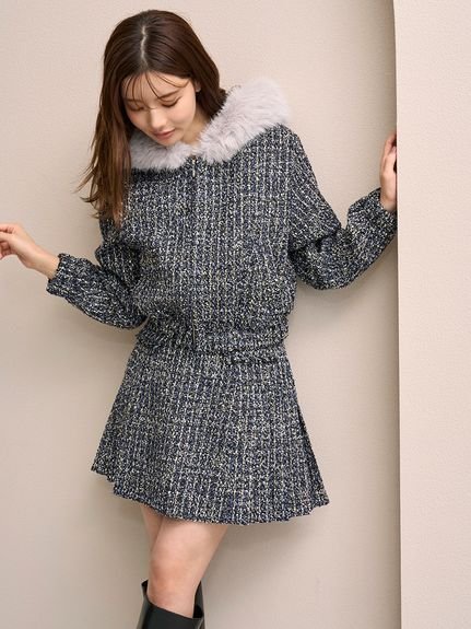 SNIDEL｜ファー付きツイードブルゾン | Rakuten Fashion(楽天