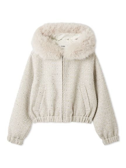 SNIDEL｜ファー付きツイードブルゾン | Rakuten Fashion(楽天