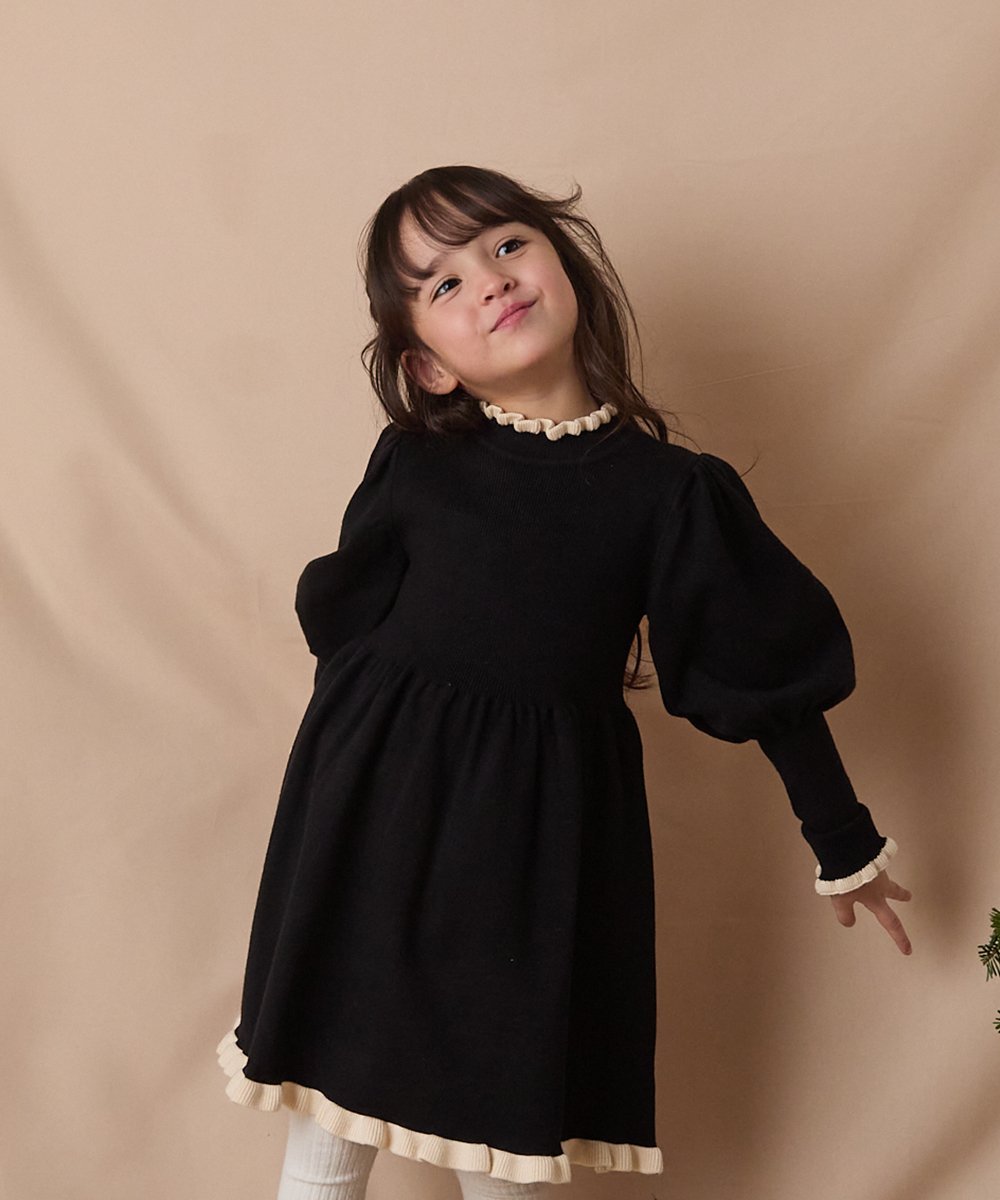 riziere｜バイカラーフリルニットワンピース | Rakuten Fashion(楽天