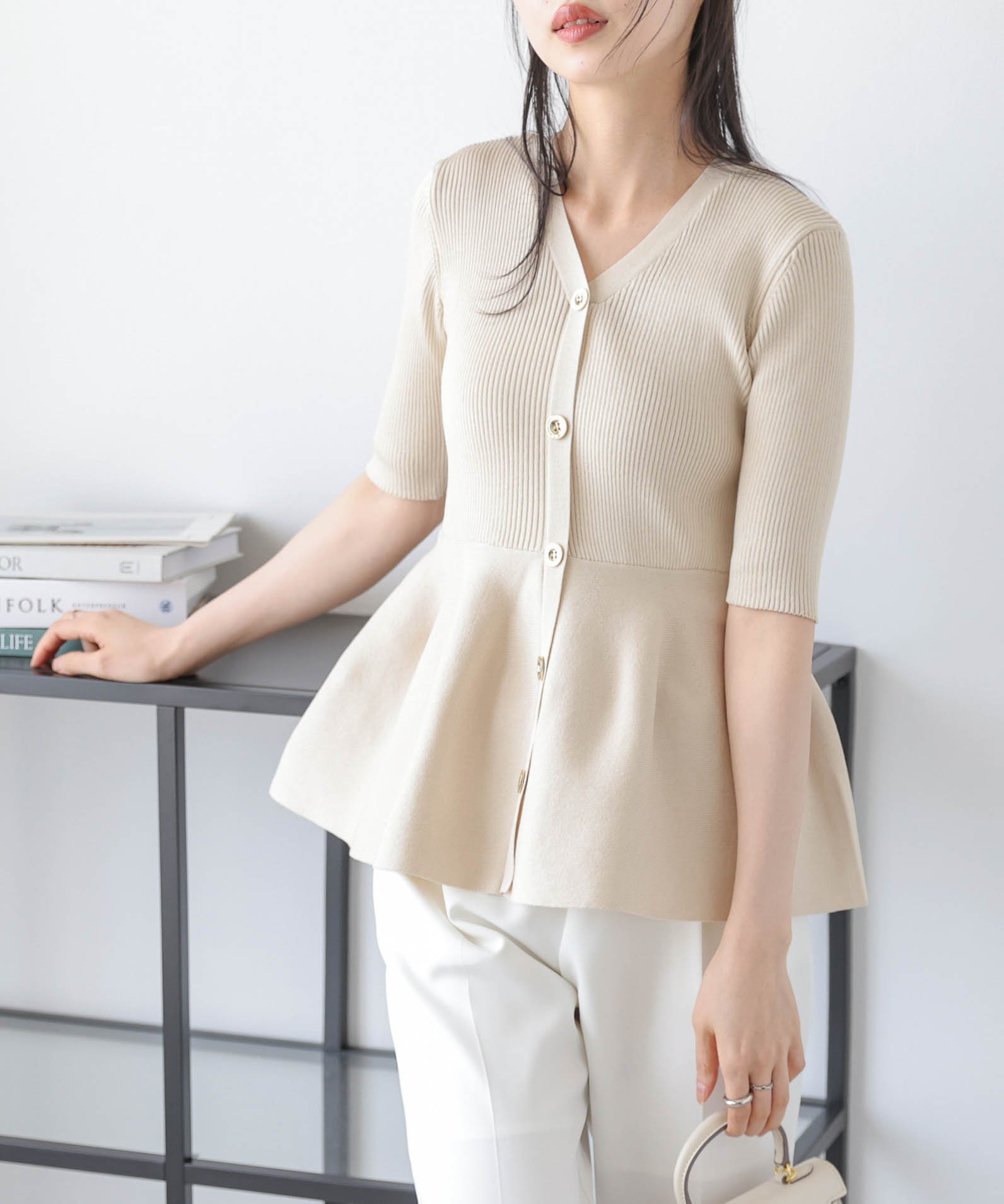 Lajour｜【日本製】2WAYペプラムリブニットトップス | Rakuten Fashion