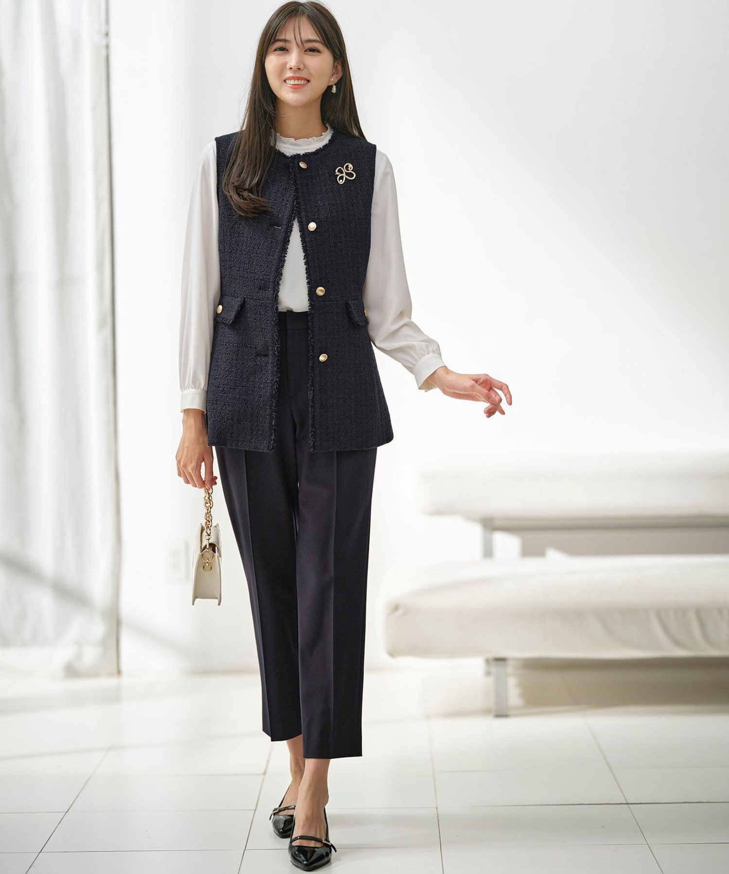ANY SIS｜ファンシーツイードペプラム ジレ | Rakuten Fashion(楽天