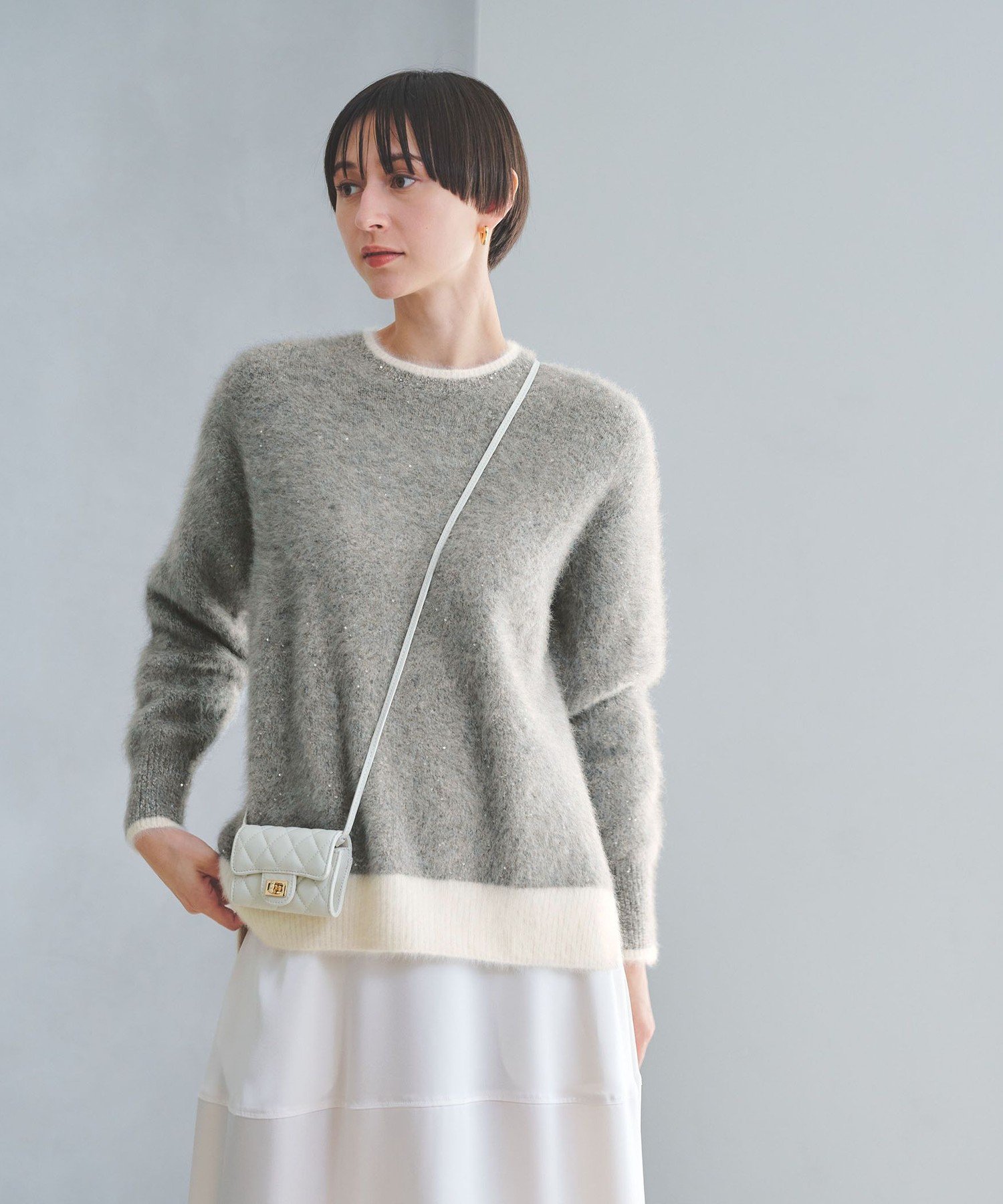 UNITED ARROWS｜フォックスカシミヤ スパンコール クルーネックニット