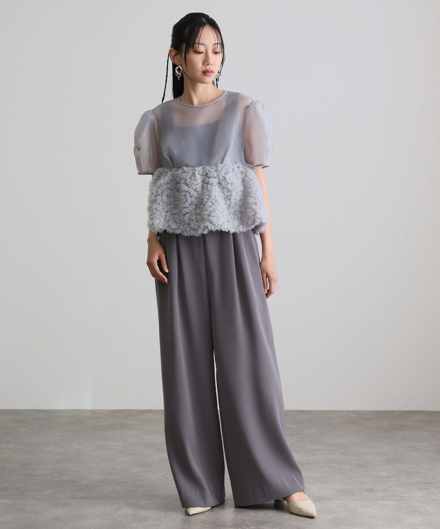 PourVous｜ペプラムセットアップパンツドレス 2点セット 結婚式
