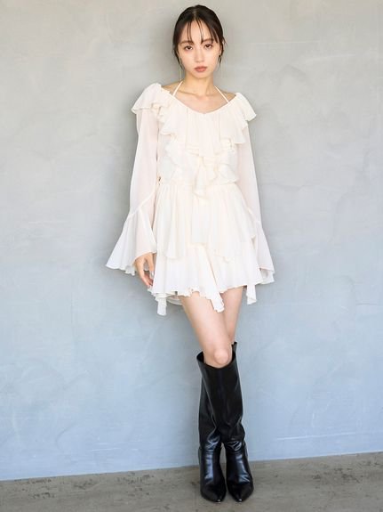 SNIDEL｜シフォンフリルミニコンビワンピース | Rakuten Fashion(楽天