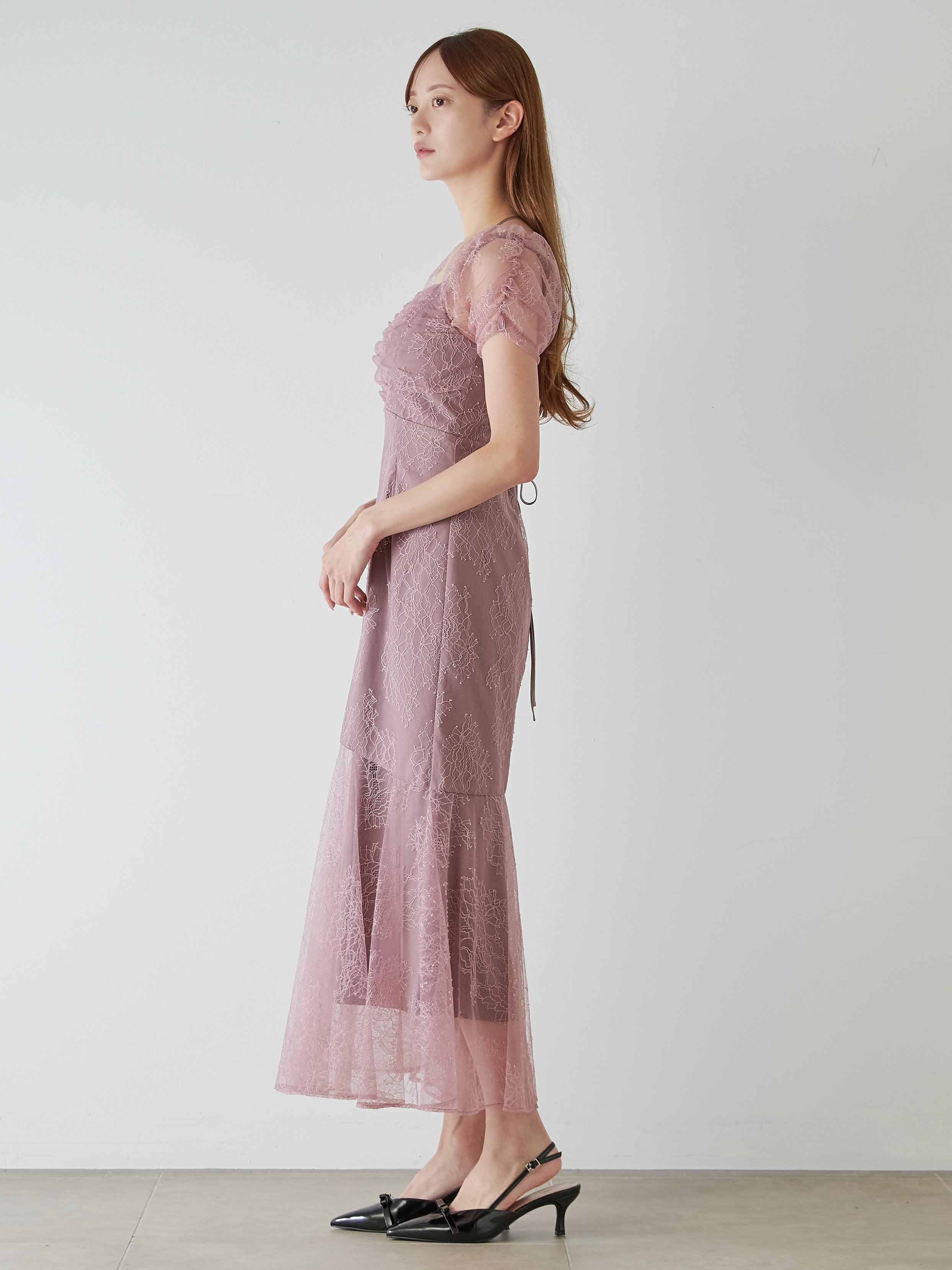 SNIDEL｜ギャザードレープレースドレス | Rakuten Fashion(楽天